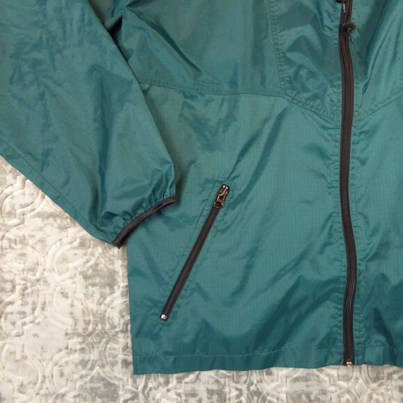 Helly Hansen Jacket Mens Large Green Rip Stop Hooded Rain Jacket Long Sleeve Zip - Picture 5 of 11